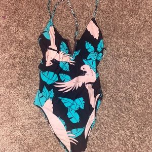 Pink Bird One Piece Swimsuit